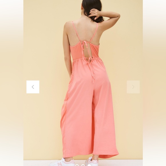 NWT ANTHRO L Daily Practice by Anthropologie Lights Out Jumpsuit in coral - Picture 2 of 11